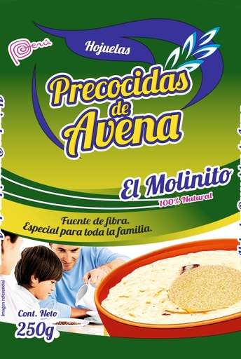 HOJUELAS PRECOCIDAS DE AVENA X 0.250 KG EL MOLINITO 100% NATURAL